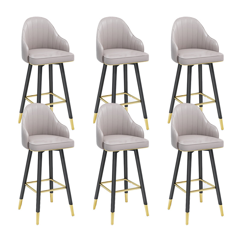 Modern Swivel Home Bar Stool Matte Finish Leather Armed Stool