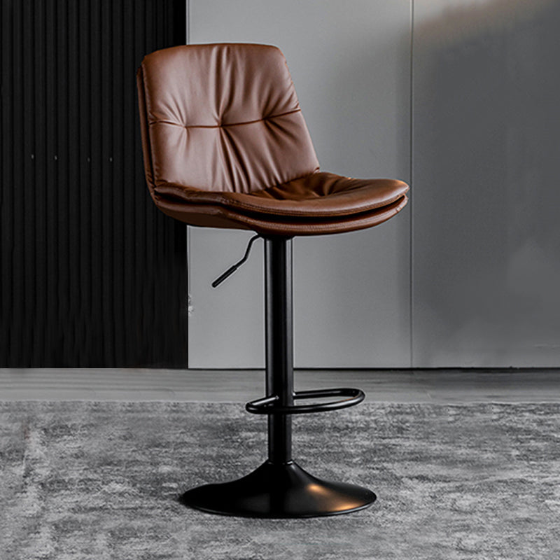 Swivel and Adjustable Bar Chair Modern Faux Leather Armless Bar Chair