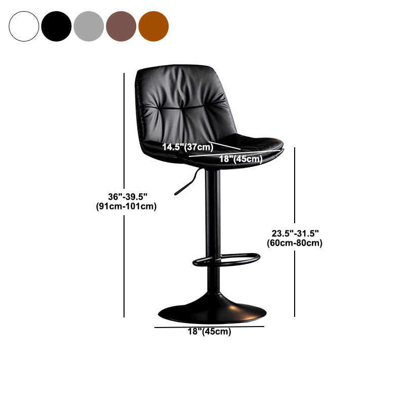 Swivel and Adjustable Bar Chair Modern Faux Leather Armless Bar Chair