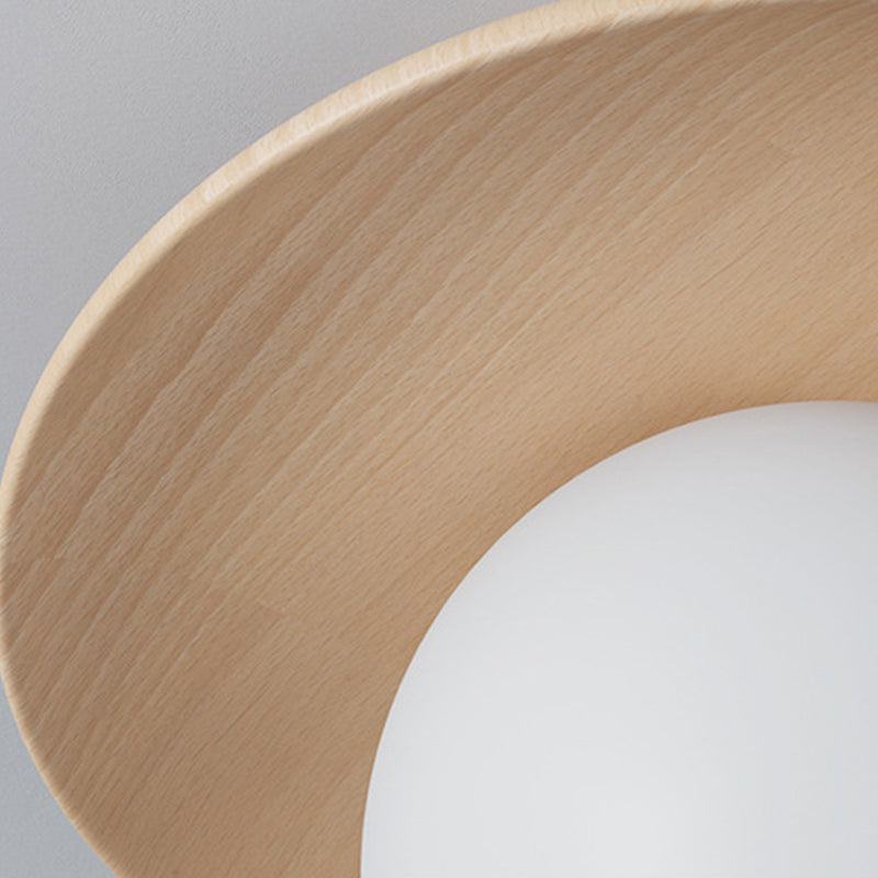Shaded Semi Flush Mount Lighting Modern Style Wood Beige Ceiling Mounted Fixture