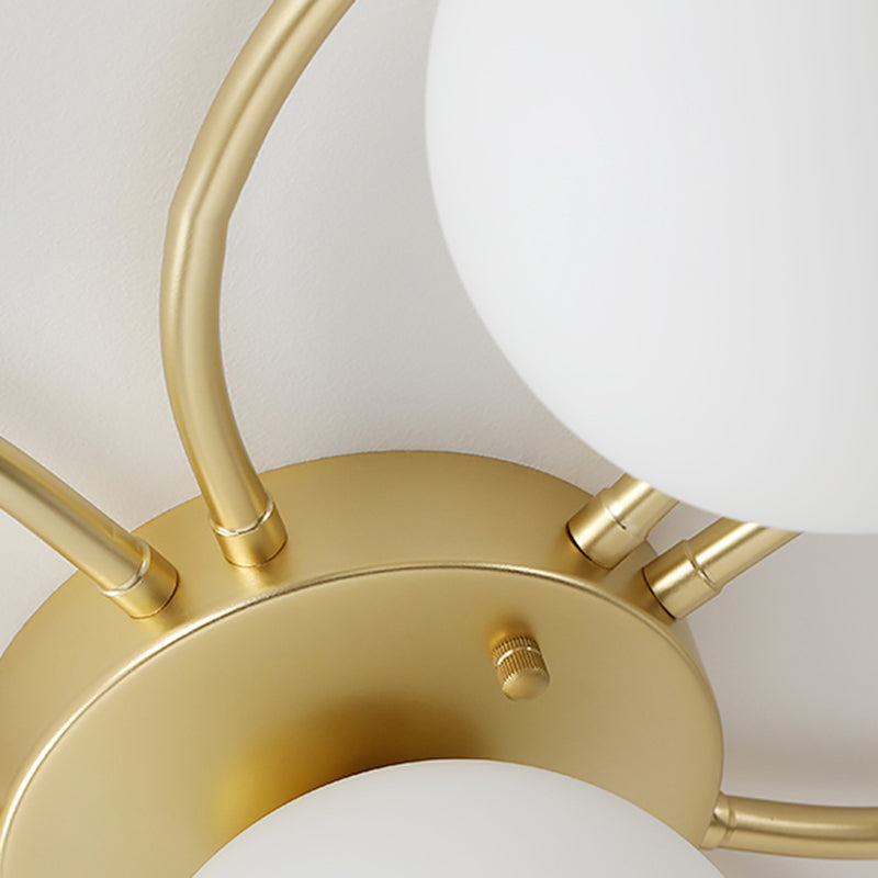 Glass Floral Semi Flush Ceiling Light Nordic Ceiling Lighting in Gold