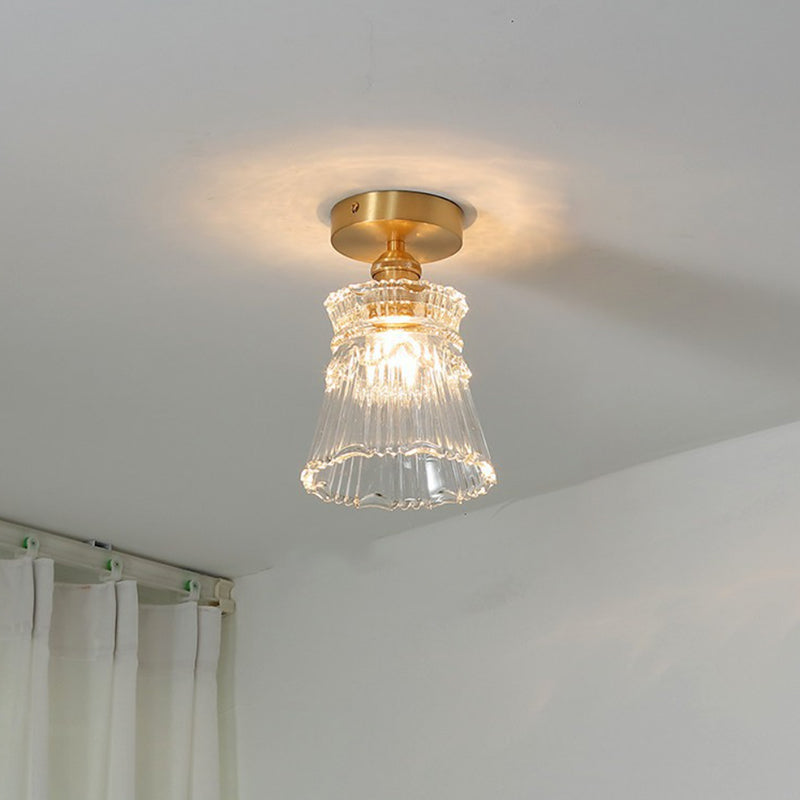 Glass Shaded Semi Flush Mount Light Modern Style Ceiling Flush Mount