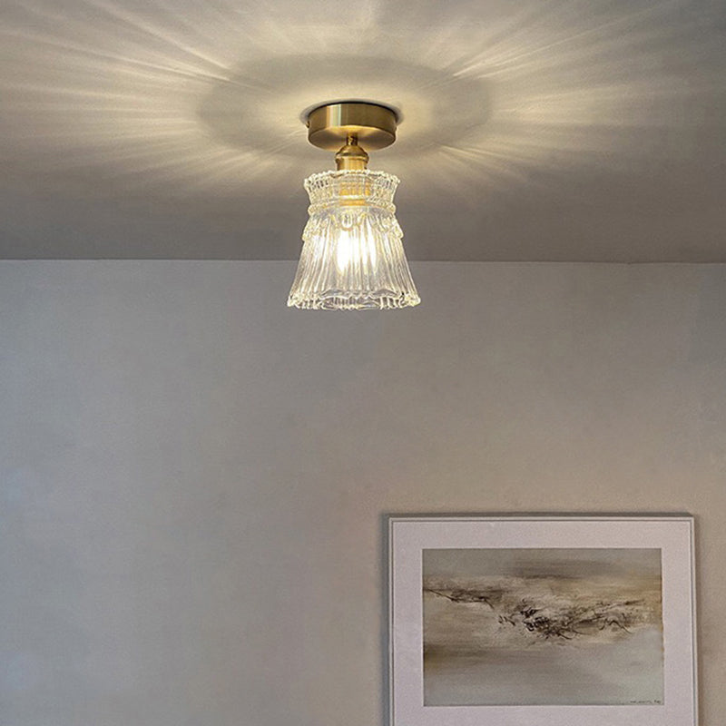 Glass Shaded Semi Flush Mount Light Modern Style Ceiling Flush Mount