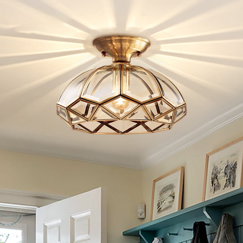 Shaded Close to Ceiling Light Vintage Style Glass Ceiling Flush Mount