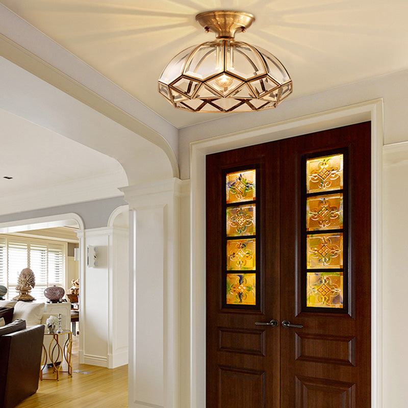 Shaded Close to Ceiling Light Vintage Style Glass Ceiling Flush Mount