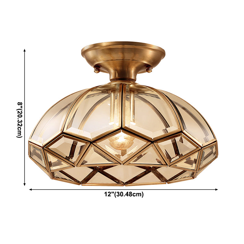 Shaded Close to Ceiling Light Vintage Style Glass Ceiling Flush Mount