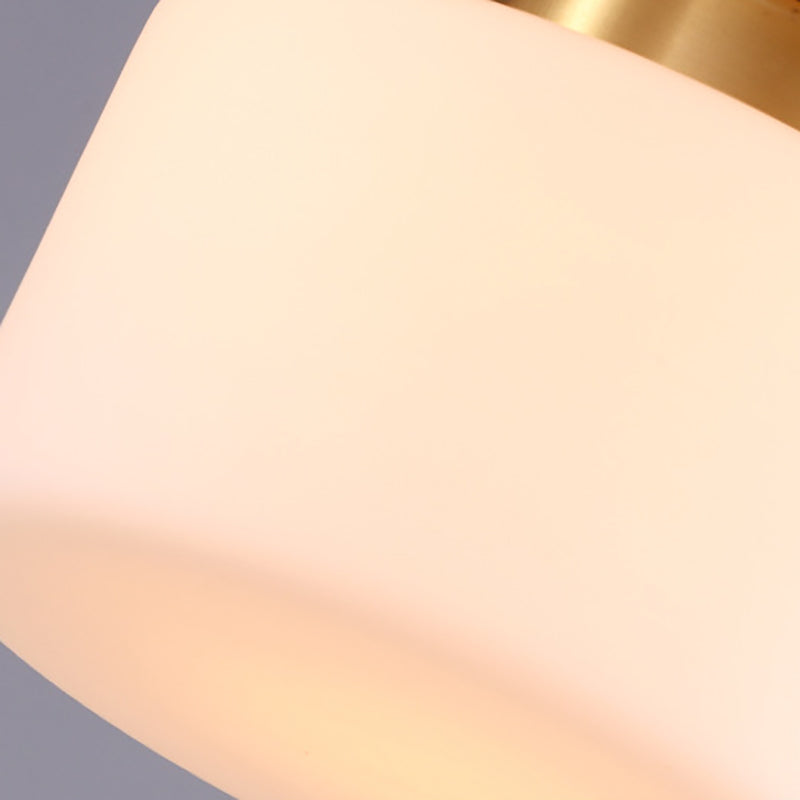 Gold Close to Ceiling Lighting Minimalist Glass Cylinder Semi-Flush Mount