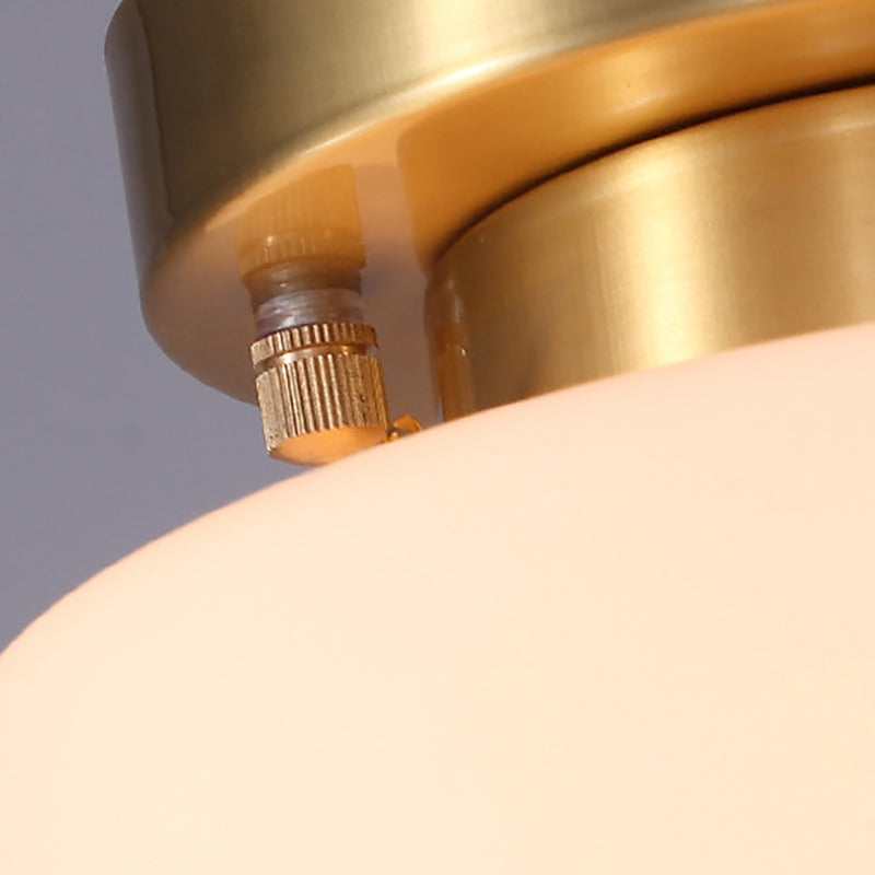 Gold Close to Ceiling Lighting Minimalist Glass Cylinder Semi-Flush Mount