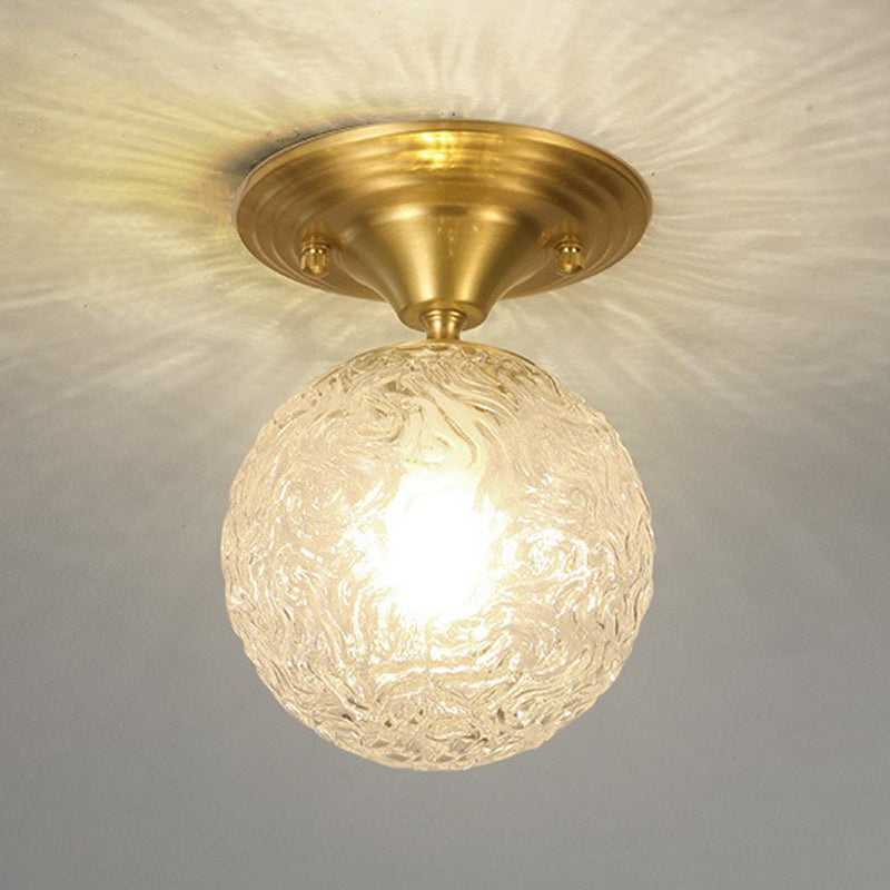 Spherical Glass Semi Flush Ceiling Light Nordic Style Gold Semi Mount Lighting