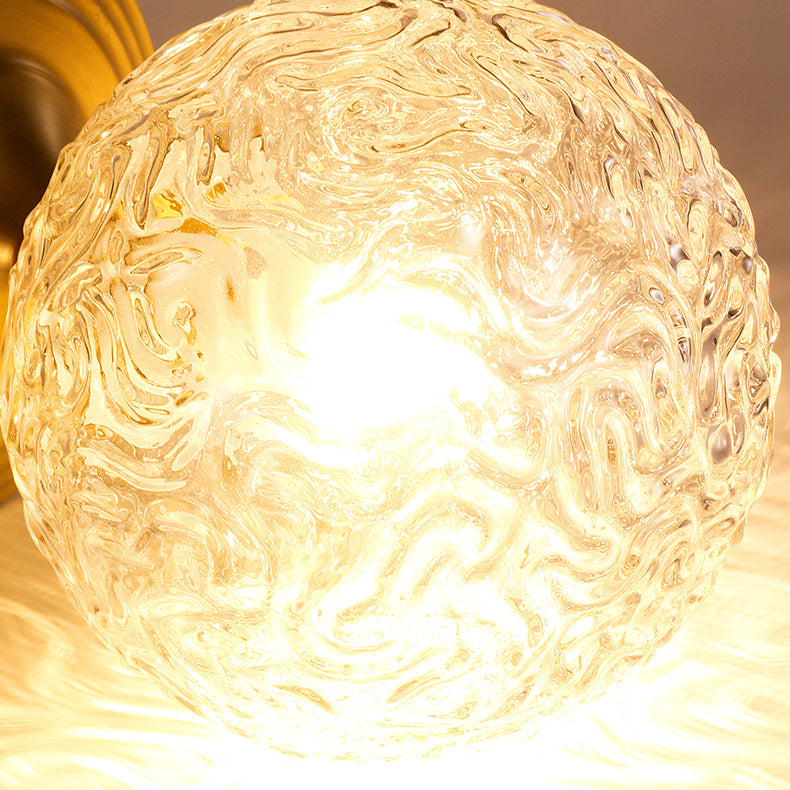 Spherical Glass Semi Flush Ceiling Light Nordic Style Gold Semi Mount Lighting