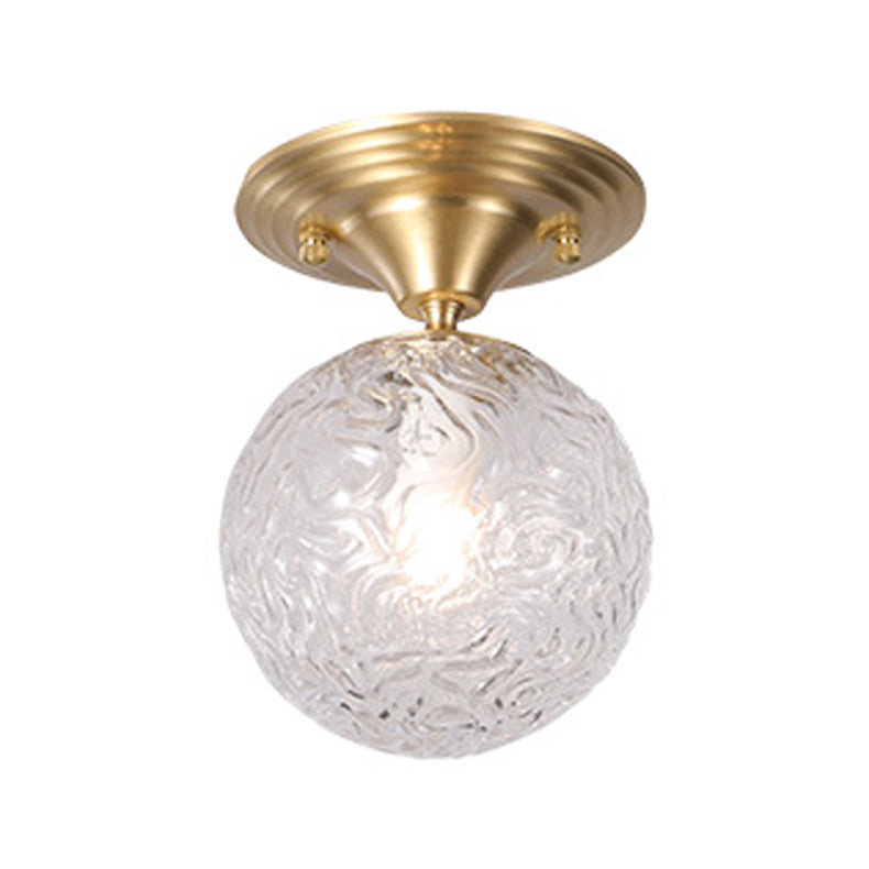 Spherical Glass Semi Flush Ceiling Light Nordic Style Gold Semi Mount Lighting