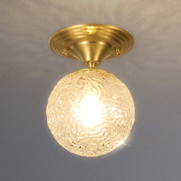 Spherical Glass Semi Flush Ceiling Light Nordic Style Gold Semi Mount Lighting