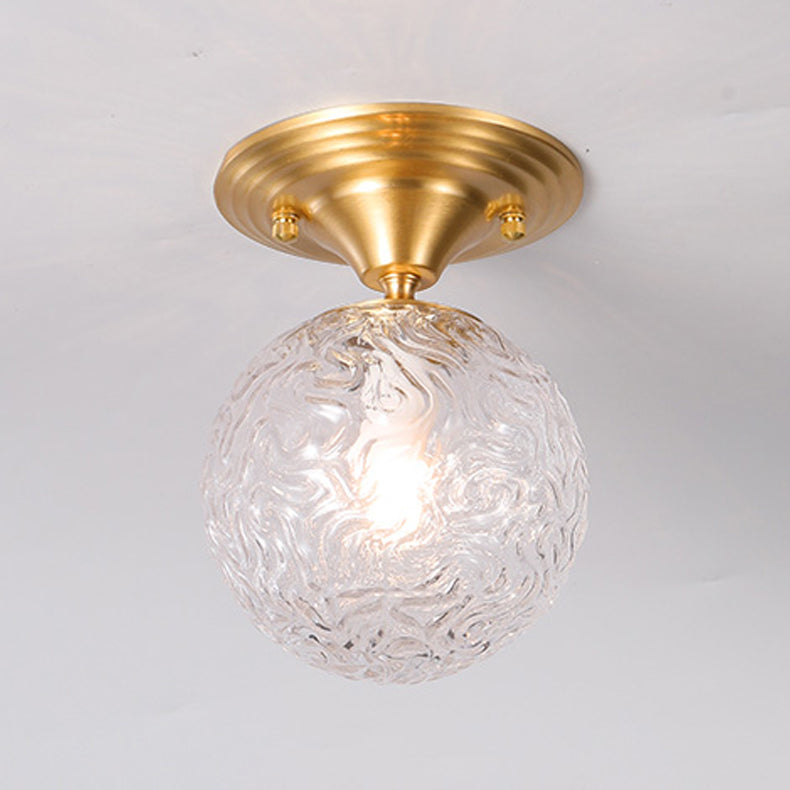 Spherical Glass Semi Flush Ceiling Light Nordic Style Gold Semi Mount Lighting