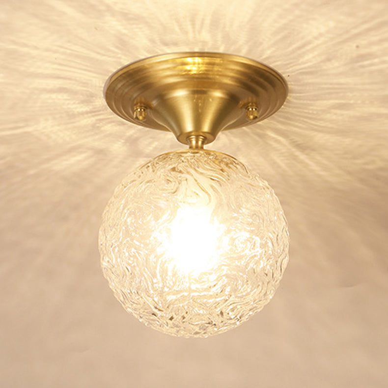 Spherical Glass Semi Flush Ceiling Light Nordic Style Gold Semi Mount Lighting