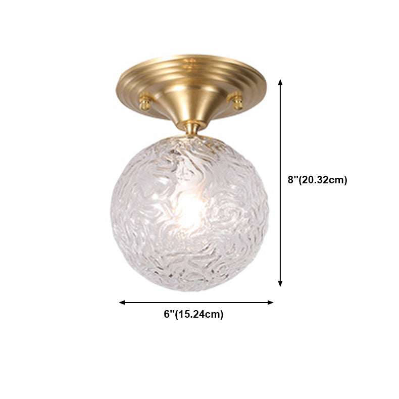 Spherical Glass Semi Flush Ceiling Light Nordic Style Gold Semi Mount Lighting