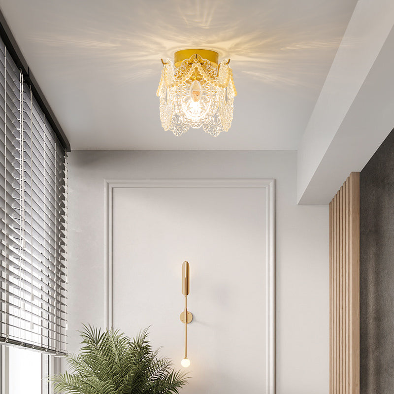 Nordic Cylinder Semi Flush Ceiling Light Glass Aisle Ceiling Flush Mount