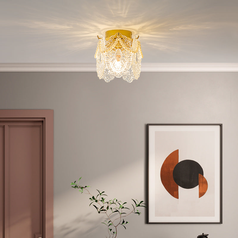 Nordic Cylinder Semi Flush Ceiling Light Glass Aisle Ceiling Flush Mount