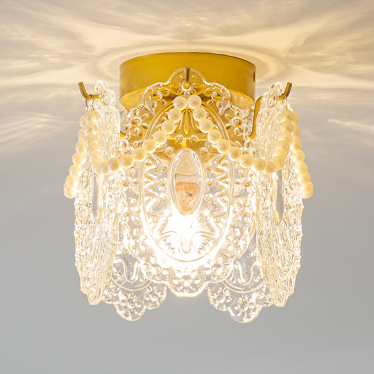 Nordic Cylinder Semi Flush Ceiling Light Glass Aisle Ceiling Flush Mount