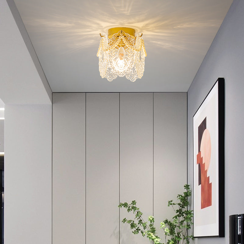 Nordic Cylinder Semi Flush Ceiling Light Glass Aisle Ceiling Flush Mount