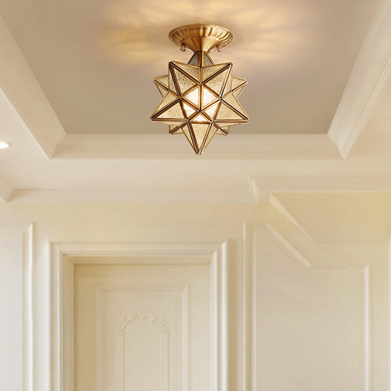 Glass Gold Ceiling Mounted Light Star Shape Vintage Style Ceiling Flush Mount