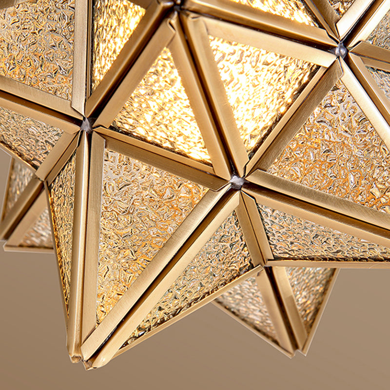 Glass Gold Ceiling Mounted Light Star Shape Vintage Style Ceiling Flush Mount
