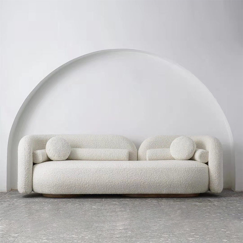 White Modern Sofa for Living Room Minimalist Tuxedo Arm Sofa