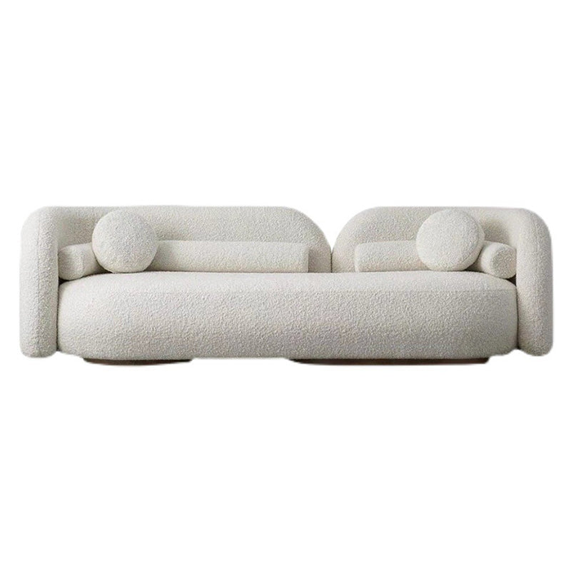 White Modern Sofa for Living Room Minimalist Tuxedo Arm Sofa