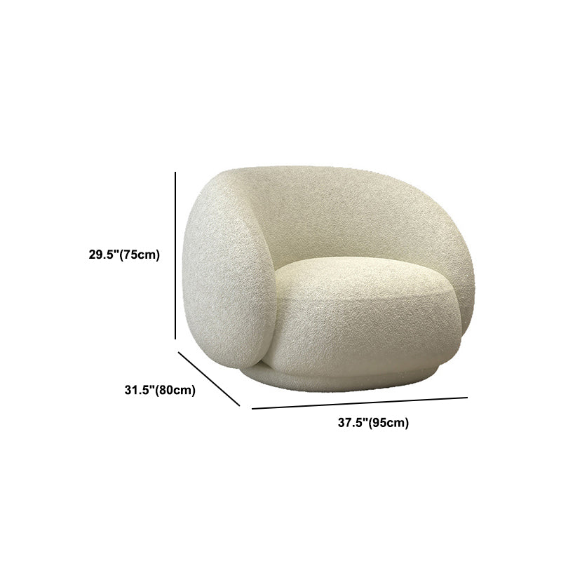 White Contemporary Curved Sofa Wool Tuxedo Arm Sofa for Living Room