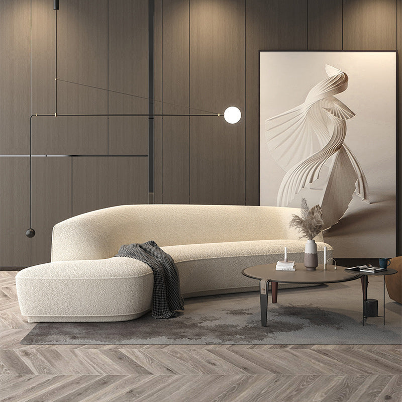 Sloped Arm Sofa Wool Modern Style Curved Sofa for Living Room
