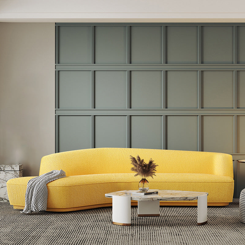 Sloped Arm Sofa Wool Modern Style Curved Sofa for Living Room