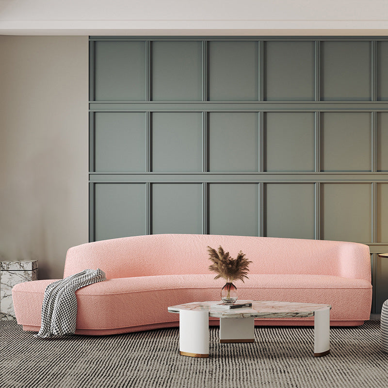 Sloped Arm Sofa Wool Modern Style Curved Sofa for Living Room