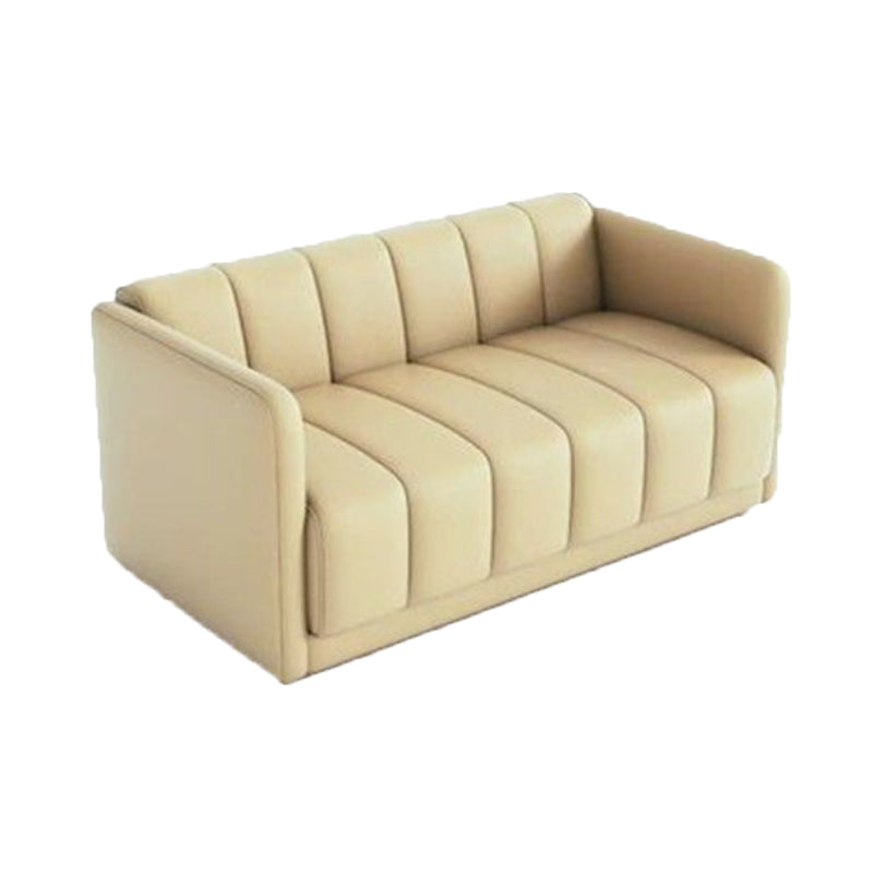 Modern Style Faux Leather Sofa 2-Seater Sewn Pillow Back Loveseat