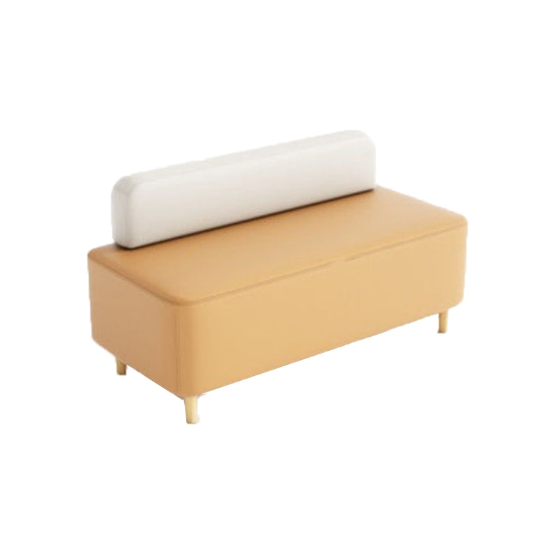 Modern Style Faux Leather Sofa 2-Seater Sewn Pillow Back Loveseat