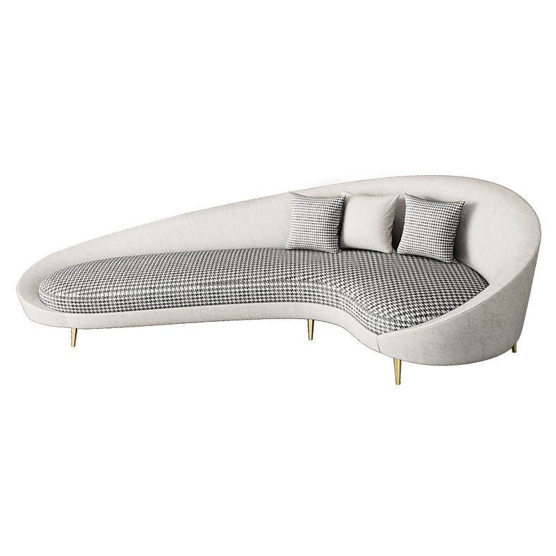 Modern Sloped Arm Curved Sofa Faux Leather Moon Shape Sofa for Living Room