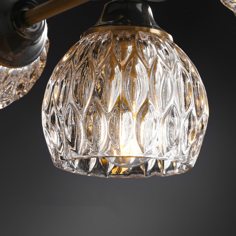 Glass Semi Flush Mount Light Modern Style Black Semi Flush Ceiling Light