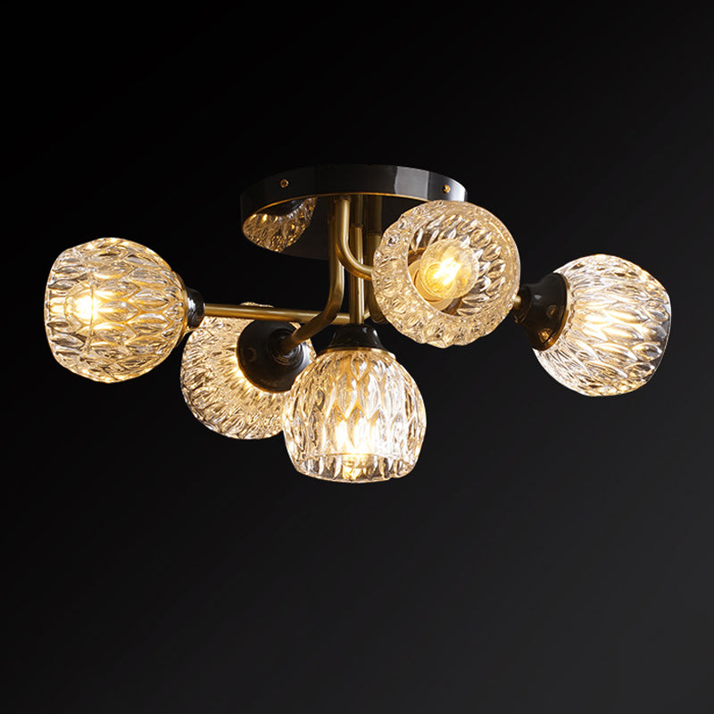 Glass Semi Flush Mount Light Modern Style Black Semi Flush Ceiling Light