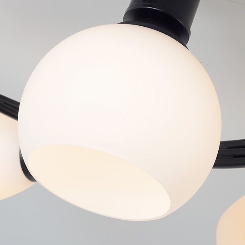 Black Semi Flush Mount Light Simple Glass Shaded Ceiling Mounted Light
