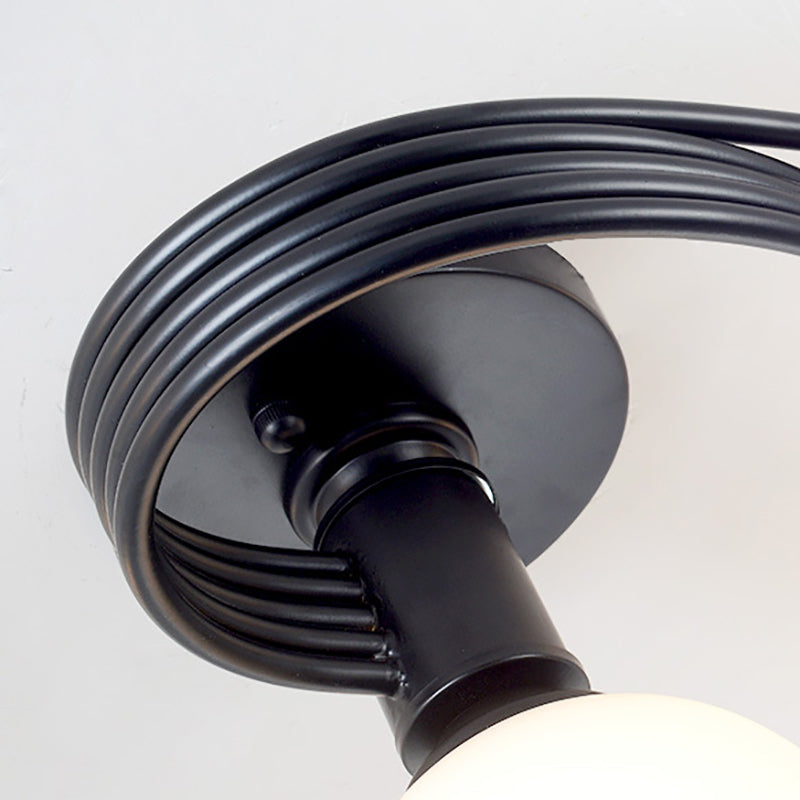 Black Semi Flush Mount Light Simple Glass Shaded Ceiling Mounted Light