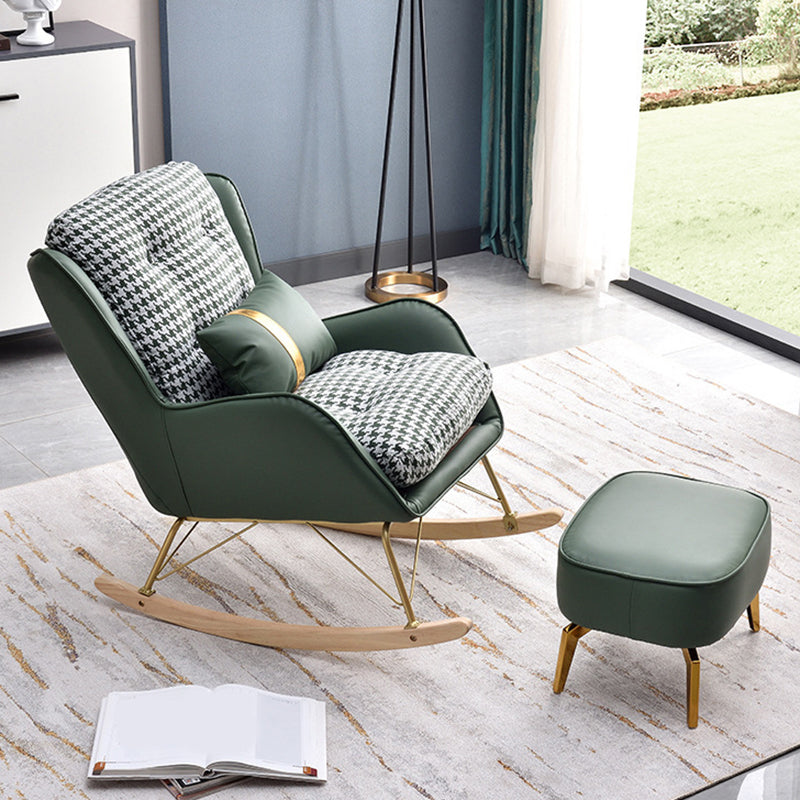 Modern Rocker Chair Upholstered Button-Tufted with Light Legs Glider