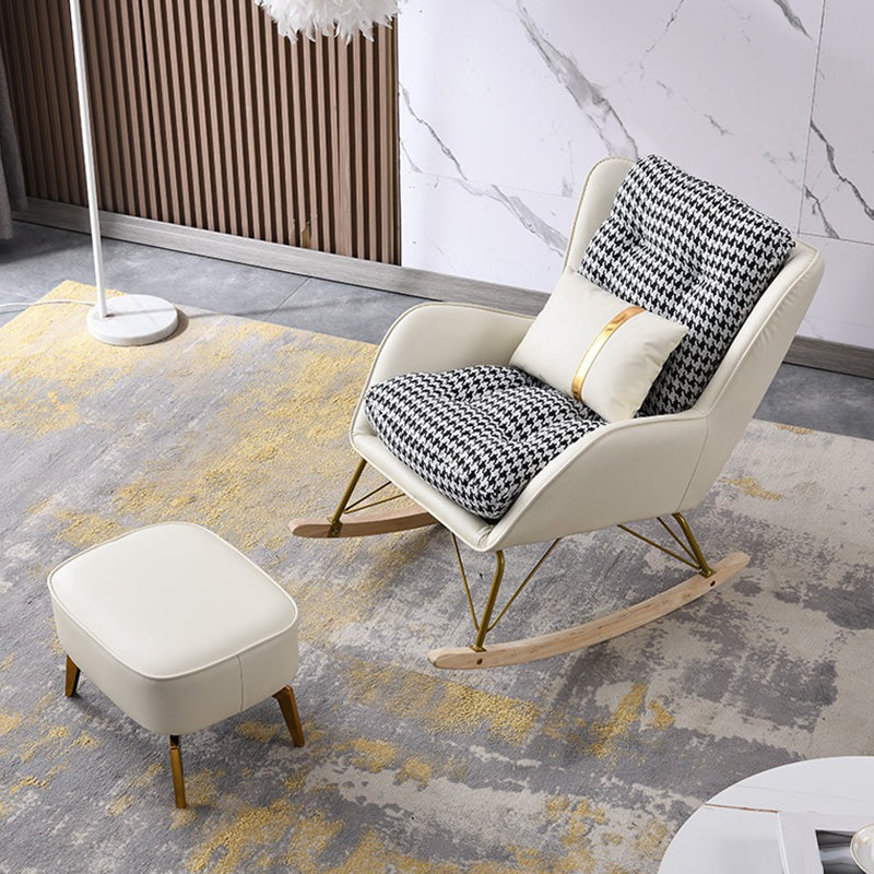 Modern Rocker Chair Upholstered Button-Tufted with Light Legs Glider