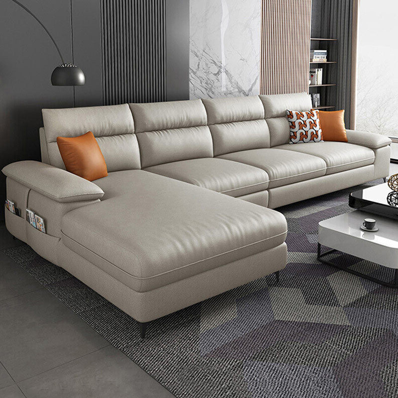 Faux Leather Sectionals with Pillow Top Arm and Cushion Back