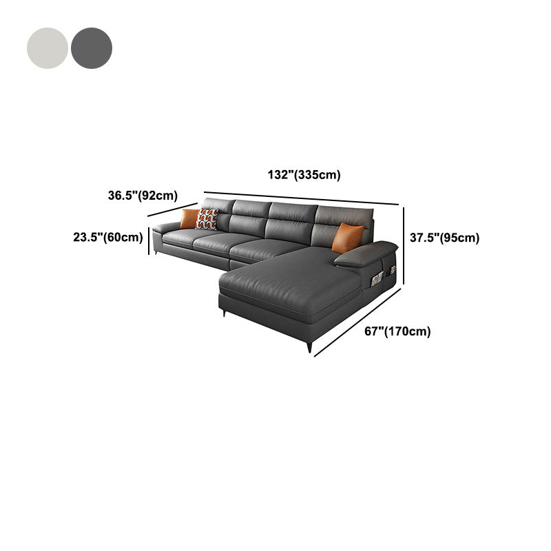 Faux Leather Sectionals with Pillow Top Arm and Cushion Back