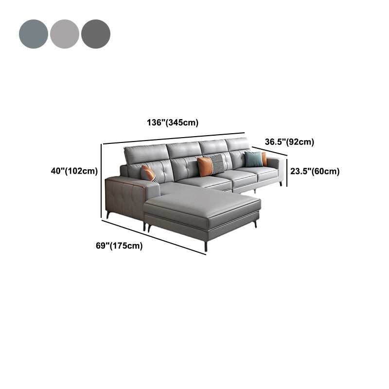 4-Cushion Sectionals,135.8' L x 68.90" W,Faux Leather Sectional Sofa