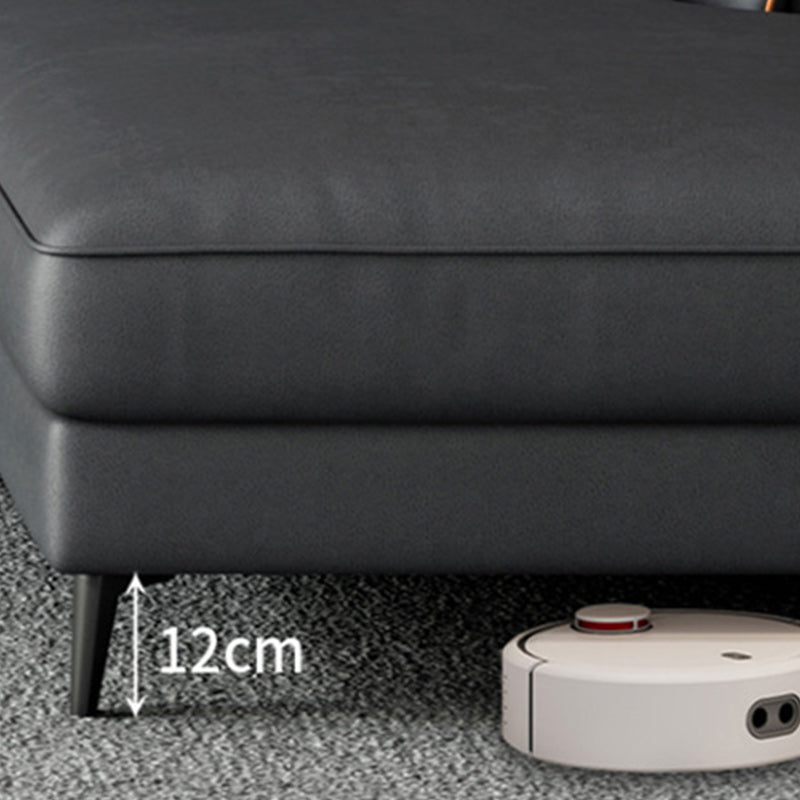 Modern Pillow Top Arm Sofa 4-Seater Faux Leather Sofa with Chaise
