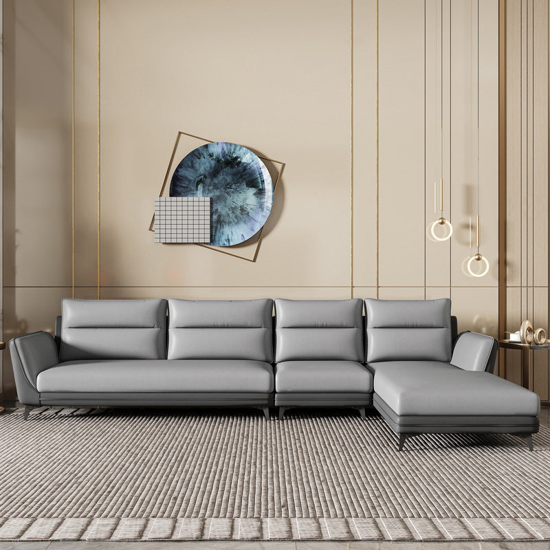 Faux Leather Sectionals 136.22" L Flared Arm Stain-Resistant Sectionals