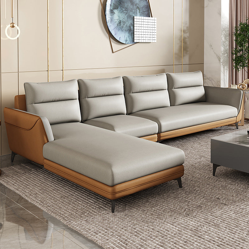 Faux Leather Sectionals 136.22" L Flared Arm Stain-Resistant Sectionals