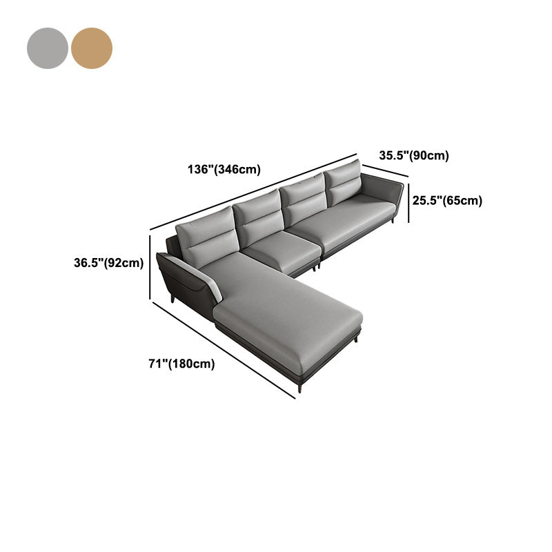 Faux Leather Sectionals 136.22" L Flared Arm Stain-Resistant Sectionals
