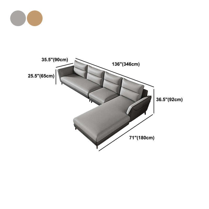 Faux Leather Sectionals 136.22" L Flared Arm Stain-Resistant Sectionals