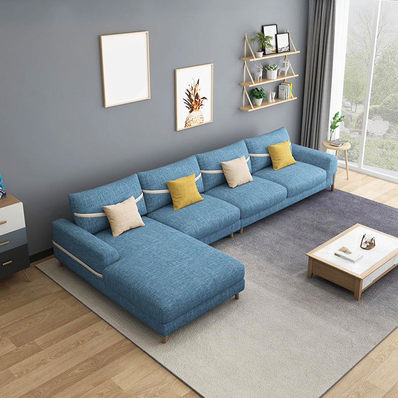 Fabric Sectional Pillow Back and Square Arms Sectional Sofa for 4 People