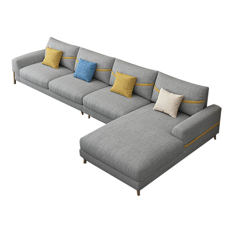 Fabric Sectional Pillow Back and Square Arms Sectional Sofa for 4 People